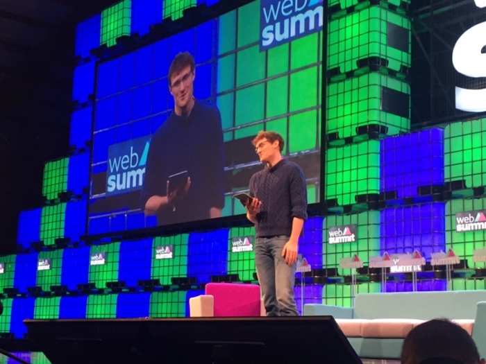 Paddy Cosgrave addresses delegates at this year's Web Summit in the RDS.